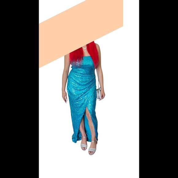 Windsor Stunning Teal Sequin Prom Dress Size Large - Picture 1 of 4
